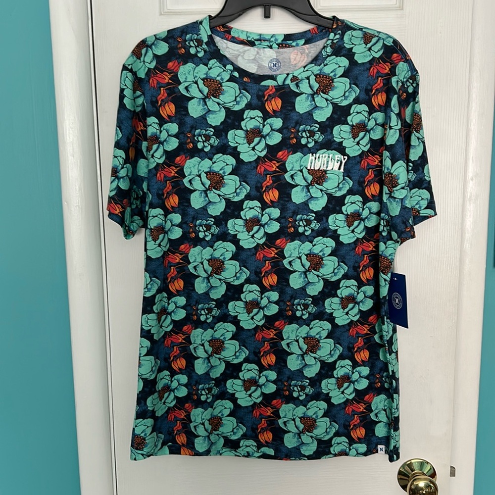 Hurly Tropical Floral Short Sleeve T-Shirt Men’s Size Medium
